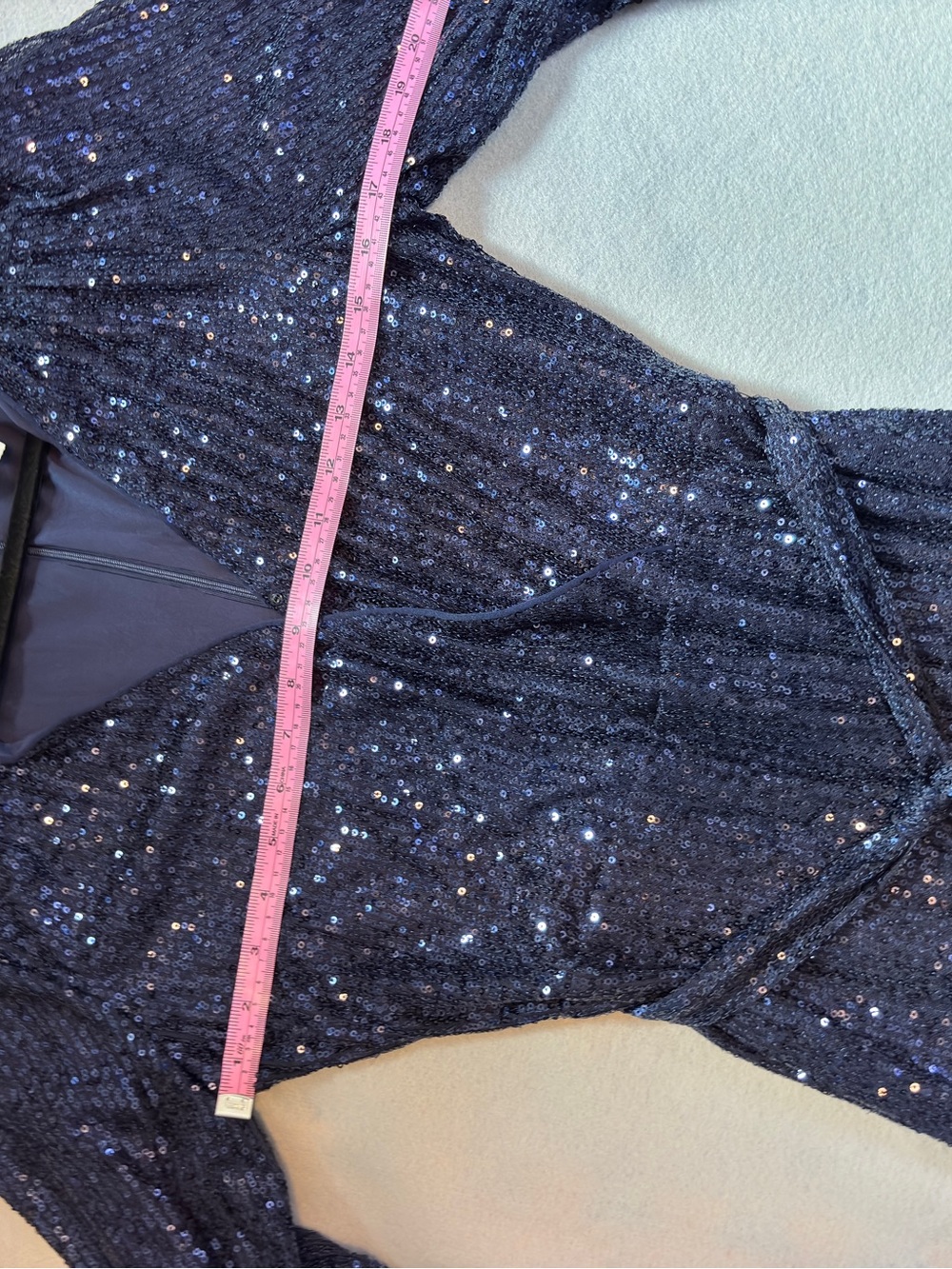 Skies Are Blue Sequin Jumpsuit Navy Women’s M Tie Waist Wide Leg Dressy Holiday - Picture 13 of 15